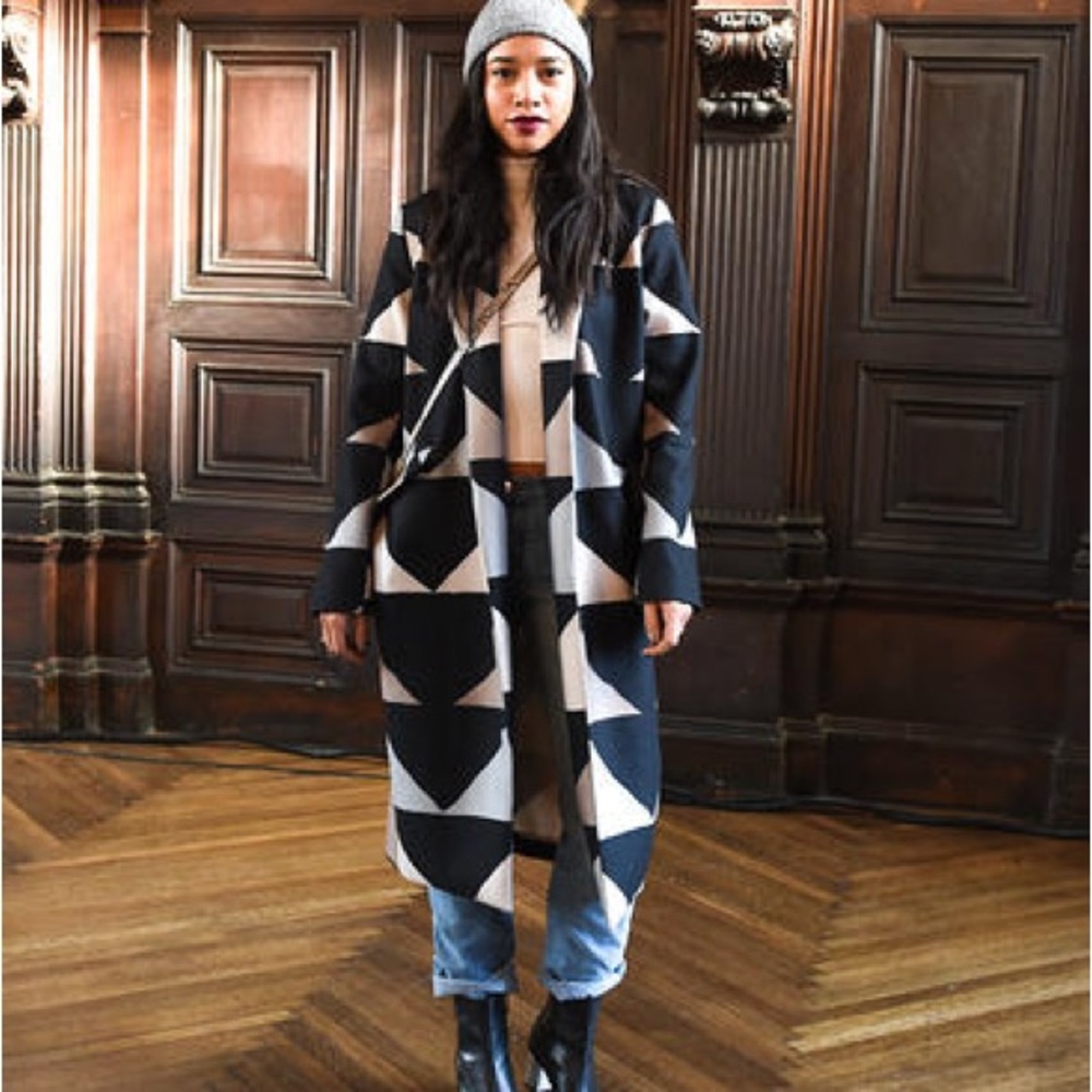 Mara Hoffman Color Block Neutral Car Coat small - Picture 5 of 17